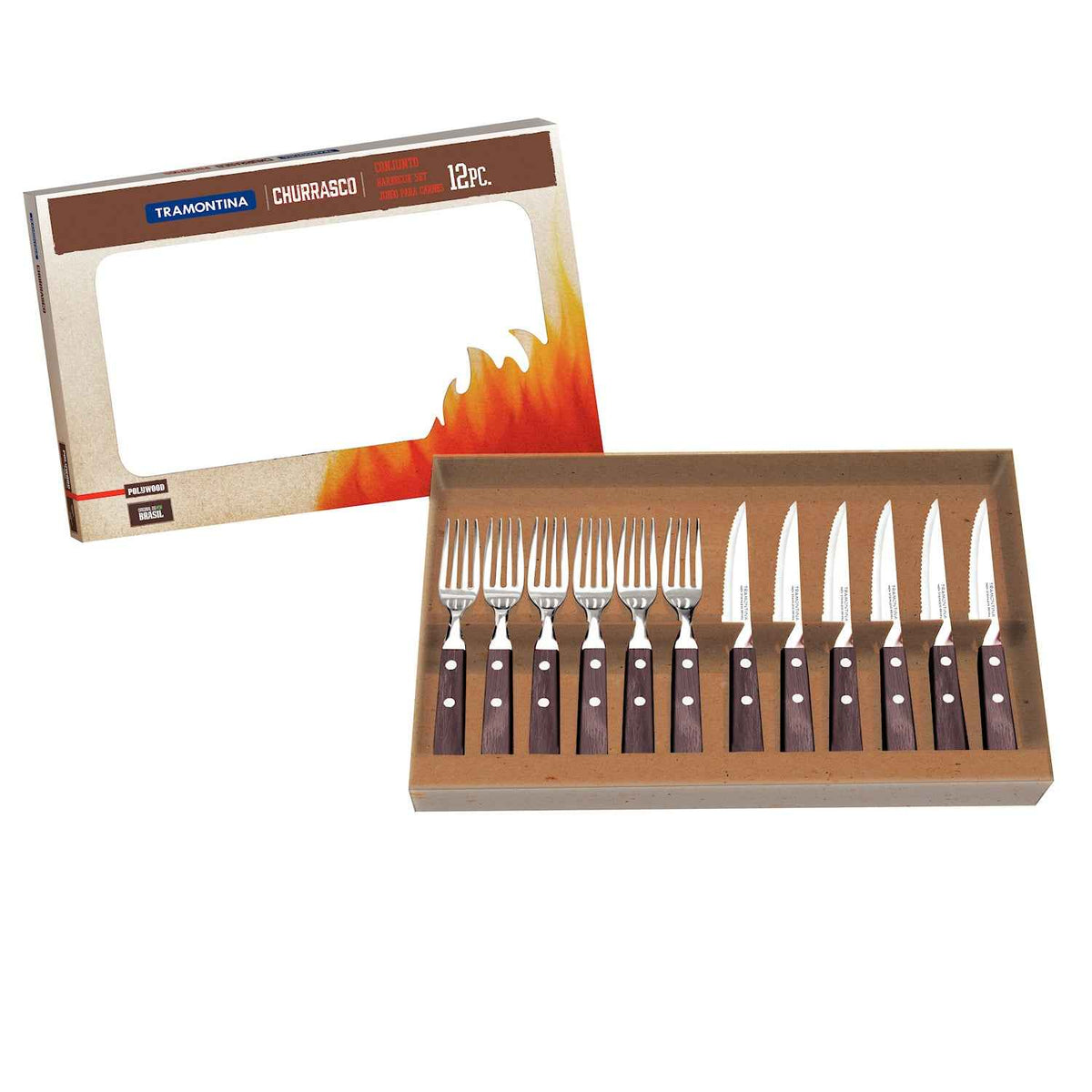 Tramontina Churrasco pihviaterimet pakkauksessa, 12 osaa