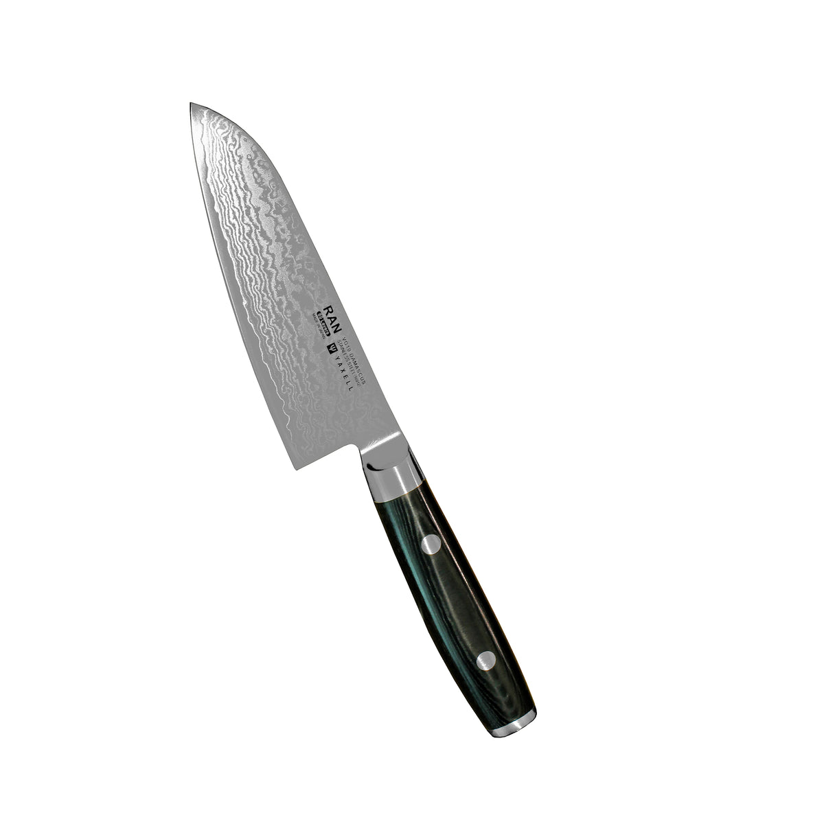Yaxell Ran Minisantoku veitsi – Kevyt ja Terävä Santoku, japanilainen kokkiveitsi 12,5 cm, tarkkaan muotoiltu damascus-terä ja tasapainoinen kahva