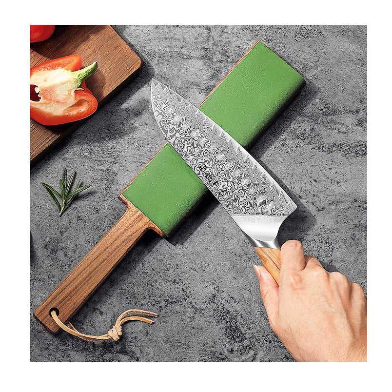 Xinzuo Nahkastroppi, 2-puolinen teroitustyökalu, jota käytetään veitsen kiillottamiseen vihreällä nahkapuolella keittiöympäristössä.