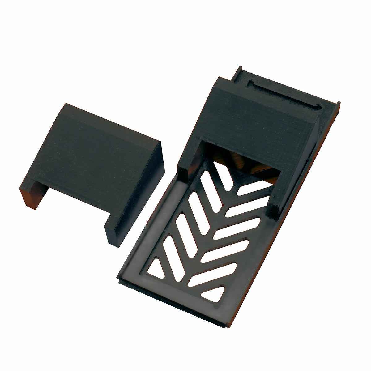 Kulmaohjain teroituskivelle irrotettavalla osalla, musta muovinen rakenne ja liukuestopinta, sopii keittiöveitsien teroitukseen