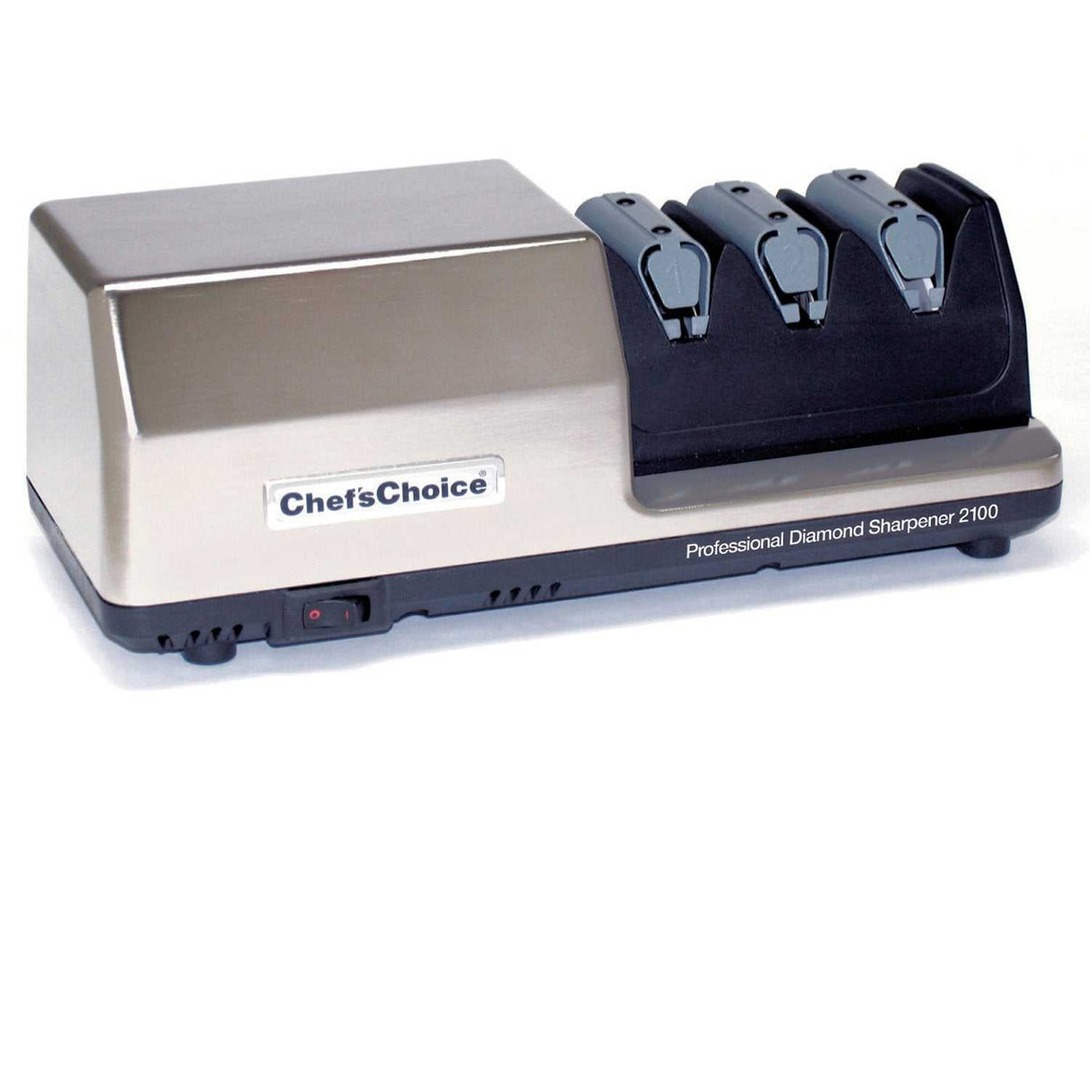 Chef's Choice M2100 Teroituskone: Ammattikäyttöön suunniteltu sähkökäyttöinen veitsenteroitin ruostumattomasta teräksestä, kolmivaiheisella teroitusjärjestelmällä.