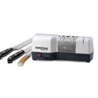 Chef's Choice Hybriditeroitin CrissCross Pro M270 - Sähköinen veitsenteroitin eri veitsityypeille, mukana sahalaitainen ja sileäteräinen veitsi.