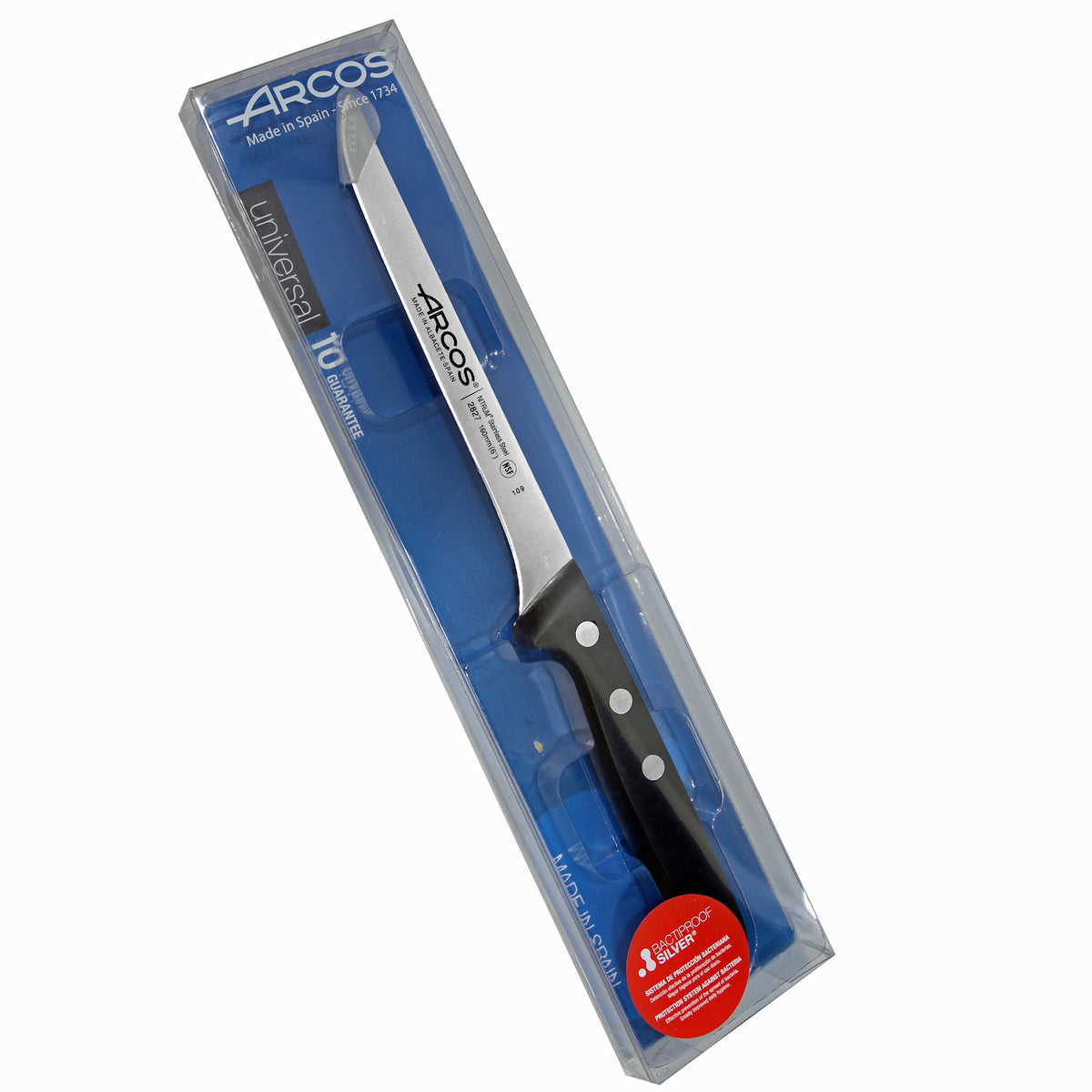 Arcos Fileointiveitsi 16 cm pakkauksessa - keittiöveitsi Nitrum-teräksellä, soveltuu tarkkaan fileointiin ja ammattikäyttöön.