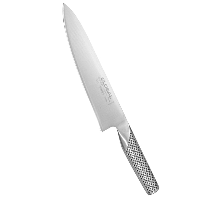 Global Classic G-2 kokkiveitsi 20 cm – monikäyttöinen japanilainen kokkiveitsi, CROMOVA18 ruostumaton teräs ja rei’itetty Global-kahva.
