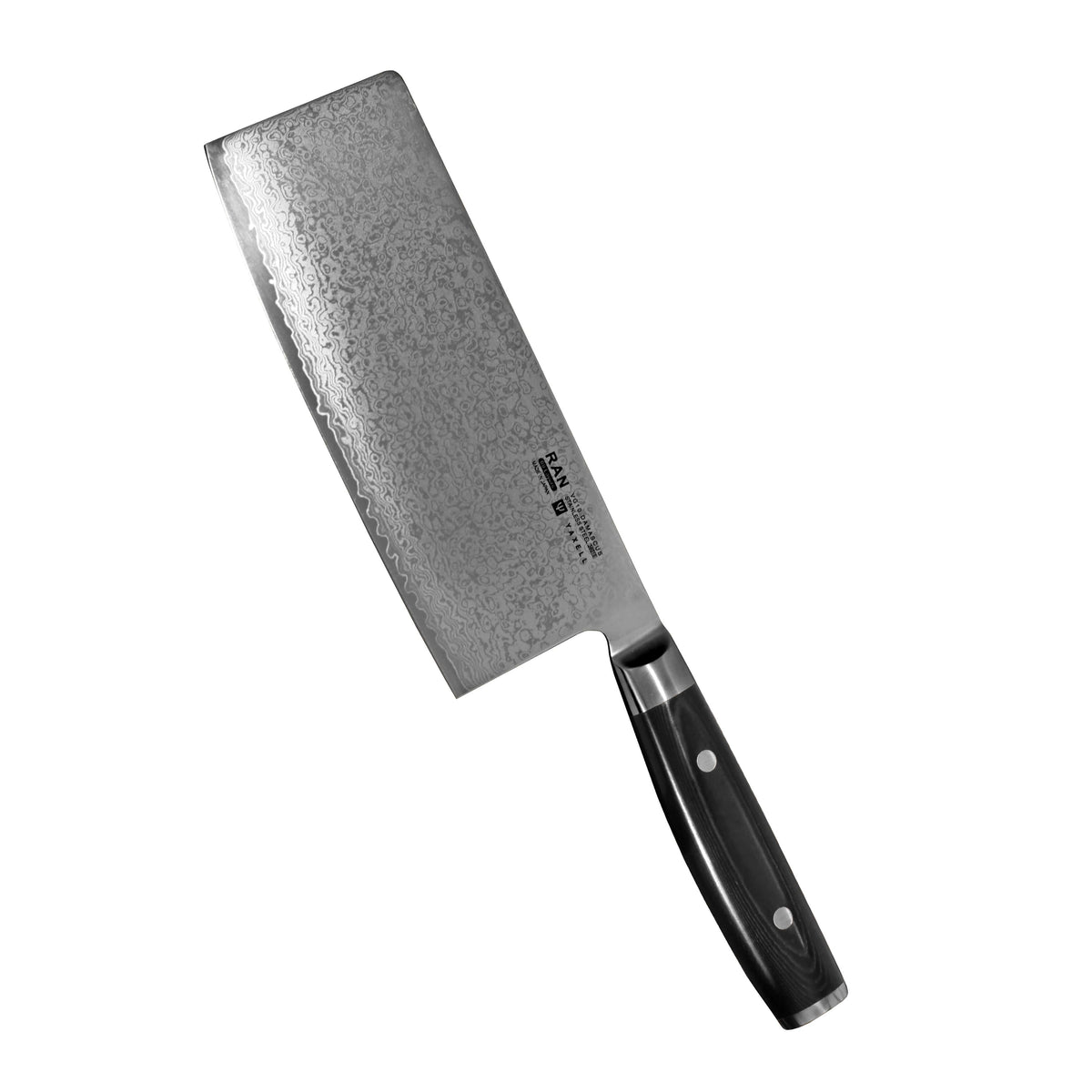 Yaxell Ran kiinalainen kokkiveitsi 18 cm damaskiterä musta kahva