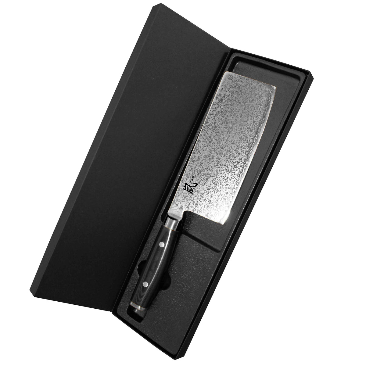 Yaxell Ran kiinalainen kokkiveitsi 18 cm musta kahva lahjapakkauksessa