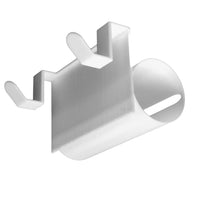 Valkoinen jätepussiteline oveen keittiöön. Asennusvapaa ja kompakti ratkaisu roskapussien ripustamiseen ilman porausta.