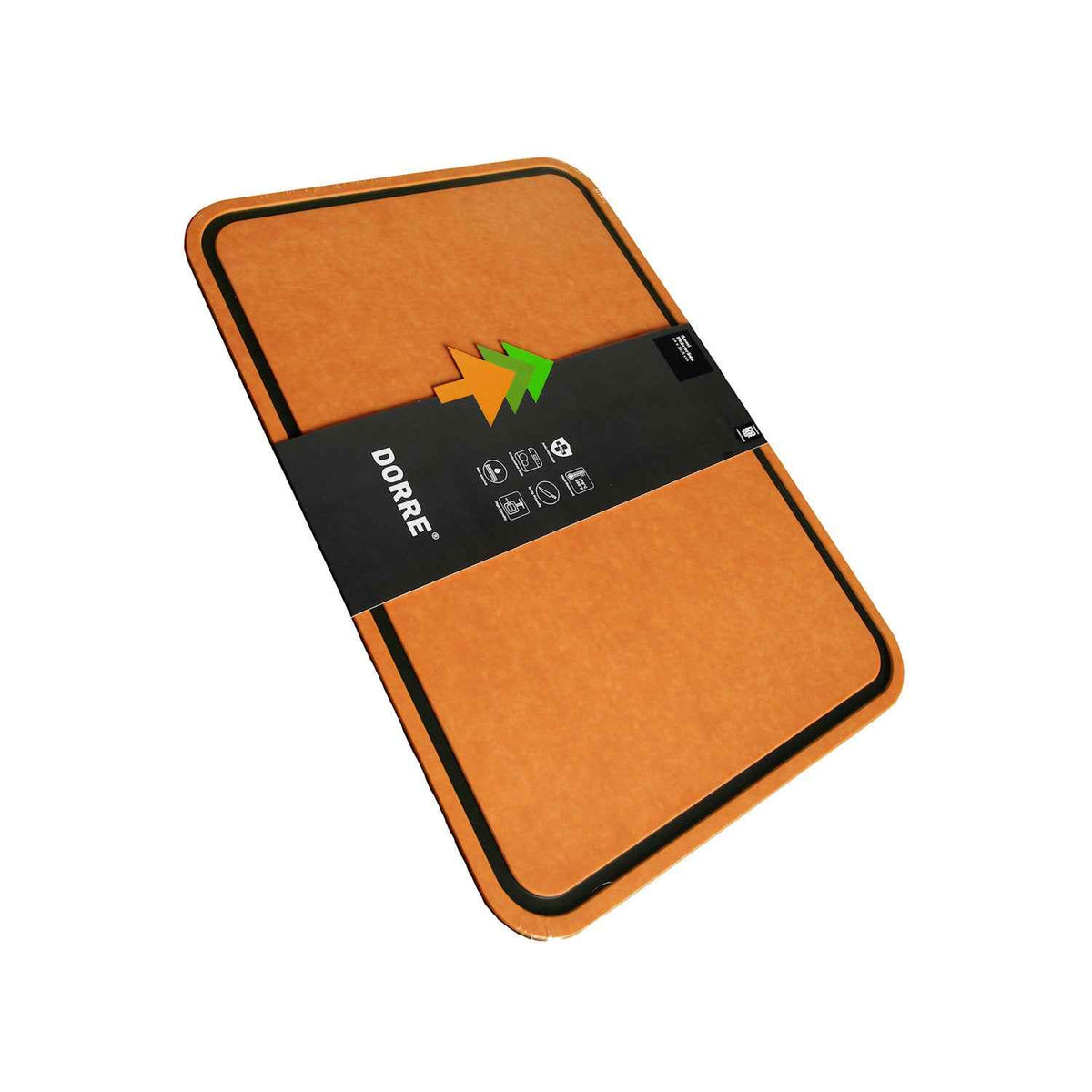 Dorre Sami leikkuulauta puukuidusta, koko 30 x 21 cm, mustalla reunuksella ja pakkauksessa, kestävä ja hygieeninen keittiöväline.