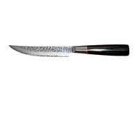 Yksittäinen Suncraft Senzo Damascus pihviveitsi, taottu terä ja musta kahva, valmistettu Japanissa, erinomainen leikkuutarkkuus