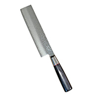 Suncraft Senzo Damascus Nakiri-veitsi, 16,7 cm. Japanilainen VG10-teräs ja ainutlaatuinen vasaroitu terä.