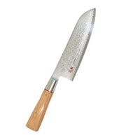 Suncraft Senzo Damascus Santoku - Huippulaadukas Japanilainen Veitsi, 17 cm terä ja kierretty kahdeksankulmainen pakka-puukahva.