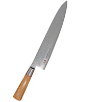 Suncraft Senzo Damascus kokkiveitsi, 24 cm terä, VG10 ydin ja 33 kerrosta Damascusterästä, puinen 8-kulmio pakkapuukahva.