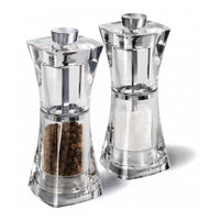Cole & Mason suola- ja pippurimyllyt kirkasta akryyliä, 12,5 cm. Elegantti setti keittiöön tai kattaukseen, keraamiset koneistot.