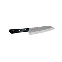 MAC Superior santoku SK-65 17 cm sivuprofiili, leveä terä ja musta kahva