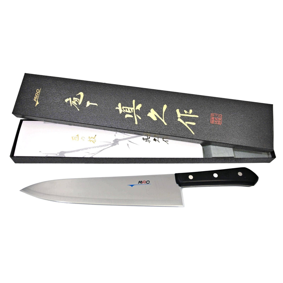 MAC Chef Kokkiveitsi BK-100 25,5 cm - MAC kokkiveitsi tyylikkäässä lahjapakkauksessa, sopii keittiövälineiden lahjakategoriaan.