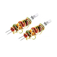 Gefu Varrastikku Twinco - kaksipiikkinen varras 2 kpl, ruostumatonta terästä, täytetty vihanneksilla ja lihapaloilla, keittiöväline grilliin.