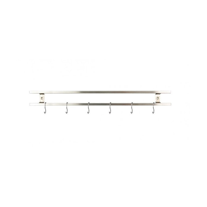 Grunwerg veitsimagneetti 62cm ruostumaton teräs, kaksi magneettilistaa ja koukut saksien ripustamiseen keittiössä.