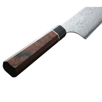 Suncraft Senzo Damascus Kiritsuke veitsen pakkapuu-kahva. Ergonominen muotoilu ja japanilainen huippulaatu.