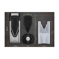 Börner V6 Mandoliini mitat: 40 cm pitkä, mukana multibox ja viipaleterät, täydellinen keittiöväline tarkkaan leikkaamiseen.