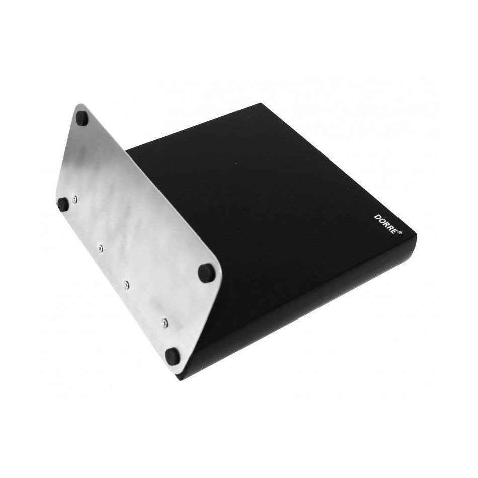 Dorre Veitsimagneetti Musta alhaalta kuvattuna, näkyvissä teräsjalusta ja musta magneettipinta, vakaa rakenne pöytäsijoitukseen.