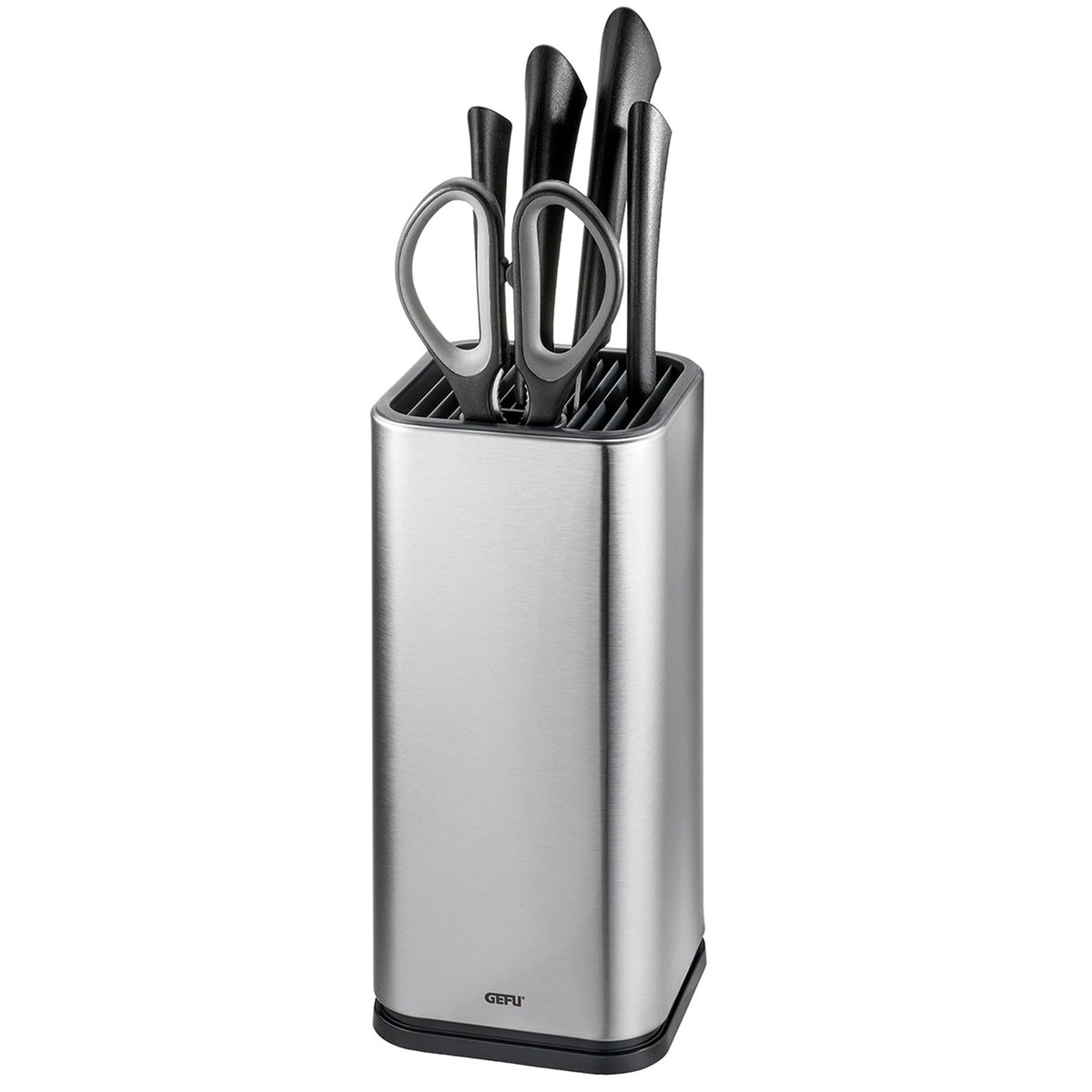 Gefu INSIEM Veitsitukki - Monitoiminen veitsitukki veitsien ja saksien säilytykseen, moderni muotoilu ja helppo puhdistaa.