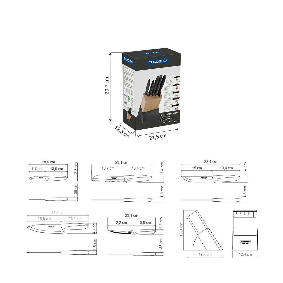 Tramontina Plenus Veitsitukki 6 osaa