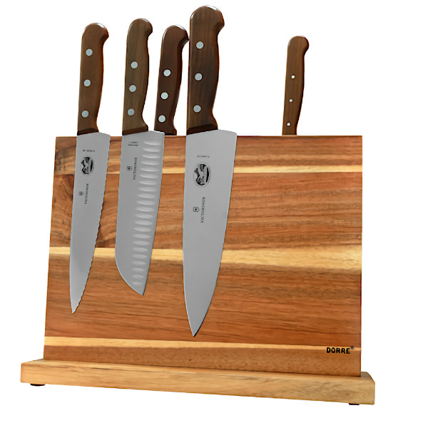 Victorinox Veitsisarja Puukahvoilla ja Dorre Kaya magneetti veitsiteline, 6 osaa