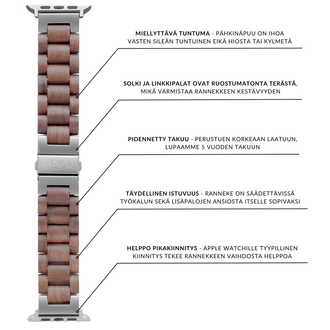 Apple Watch Ultra -ranneke, pähkinäpuu