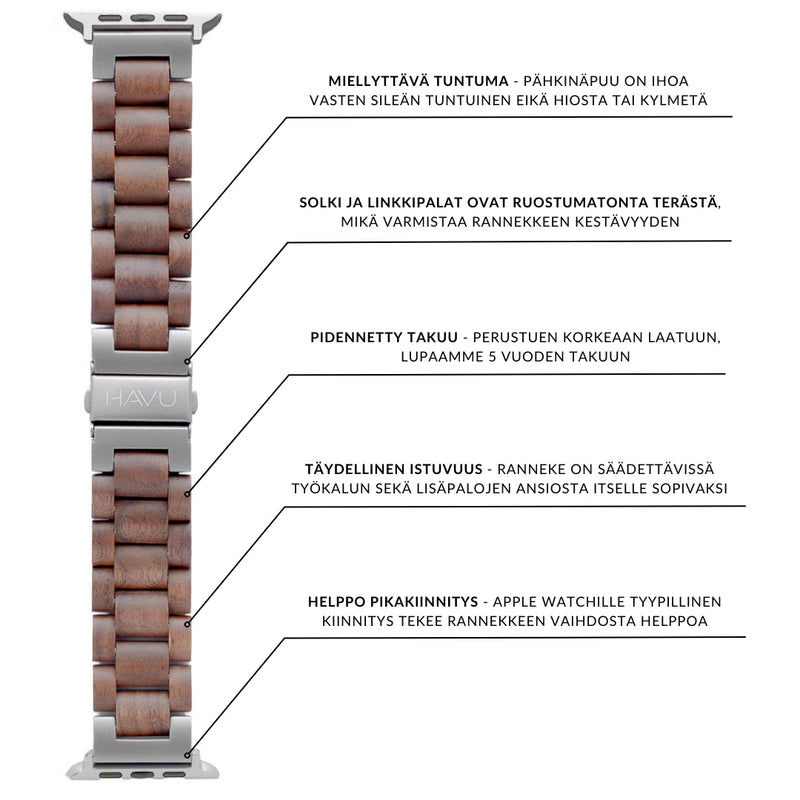 Apple Watch Ultra -ranneke, pähkinäpuu
