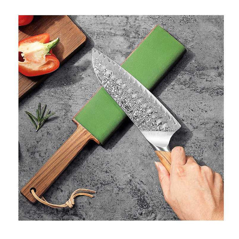 Xinzuo Nahkastroppi, 2-puolinen teroitustyökalu, jota käytetään veitsen kiillottamiseen vihreällä nahkapuolella keittiöympäristössä.