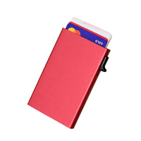 Card wallet, Rfid aluminum, for 6-8 cards, red