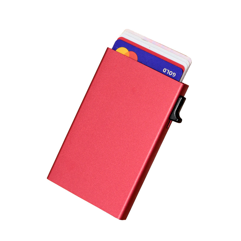 Card wallet, Rfid aluminum, for 6-8 cards, red