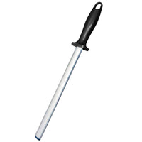 Timanttiteroituspuikko Veitsikauppa ovaali 24,5 cm, musta kahva. Kokkiveitsien teroittamiseen keittiövarusteena, 600 grit karkeus.