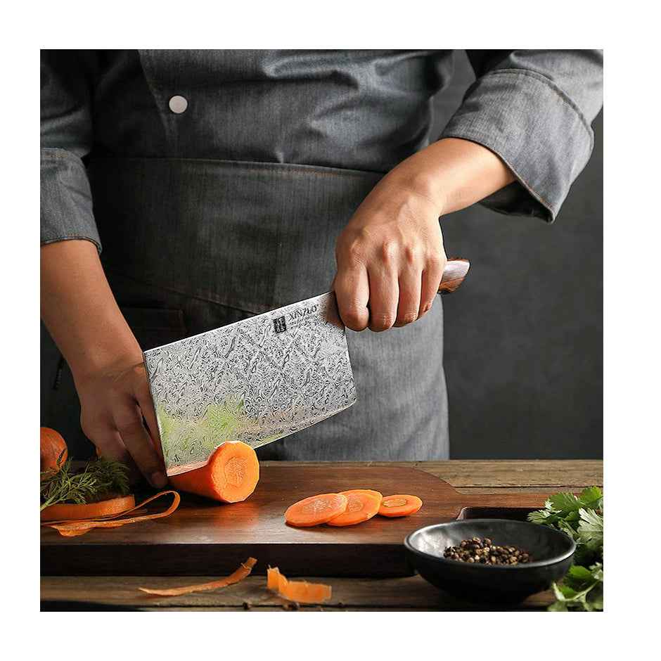 Xinzuo Jiang Damascus Kiinalainen Kokkiveitsi, 18 cm