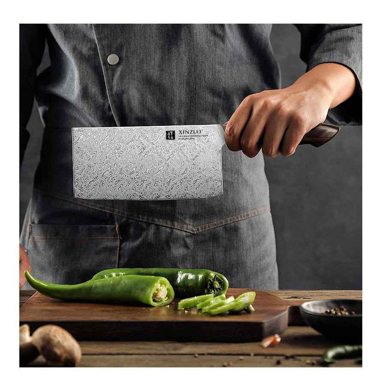 Xinzuo Jiang Damascus Kiinalainen Kokkiveitsi, 18 cm